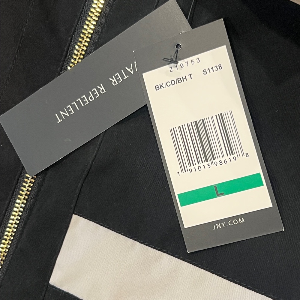 NWT Jones New York Black/Cream Jacket Size Large Rain Waterproof Lightweight - Picture 7 of 16